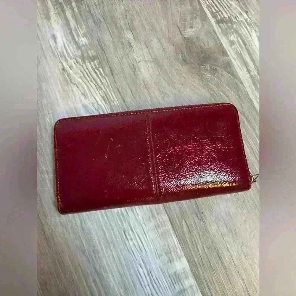 Coach Patent Red Button Snap wallet